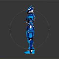 Blue Robot Character Design With Metallic Armor And Shiny Surface 3d model