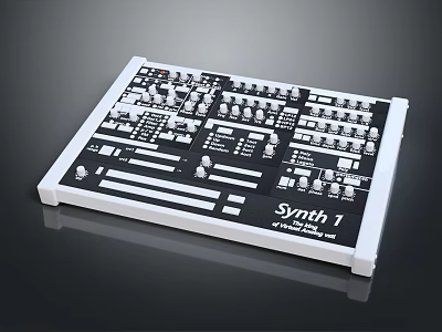 Professional Music Synthesizer Synth 1 With Black White Panel Knobs Sliders Buttons 3d model