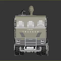 Khaki Military Truck Towing Artillery Cannon On Heavy Duty Trailer With Wheels