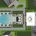 Modern High Rise Residential Complex With Green Landscape And Cloudy Sky View
