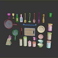 Practical Kitchen Household Items With Pots Spoons Knives Plates And Storage Jars
