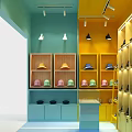 Colorful Bonnet Hat Store With Bright Yellow Interior And Shelves