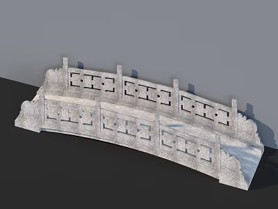 Traditional Ornate Stone Bridge With Intricate Carved Railings And Arched Design 3d model