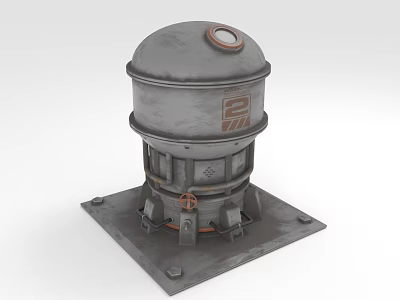 Gray Industrial Cylindrical Mechanical Component With Circular Top And Square Base Structure 3d model