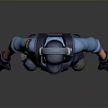 Tactical Game Character With Blue Outfit Yellow Emblem Helmet Mask And Gear
