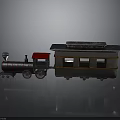 Vintage Model Train With Steam Locomotive Red Roof Brown Carriage Windows Silver Top And Reflection