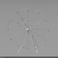 White Ferris Wheel Structure With Pink Accents And Reflective Base On Dark Background