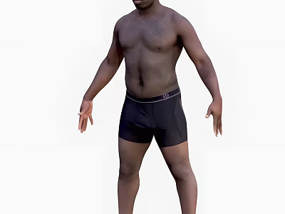 Shirtless Man In Black Shorts Standing In Full Body Isolated Pose View 3d model