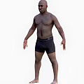 Shirtless Man In Black Shorts Standing In Full Body Isolated Pose View