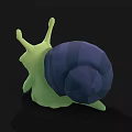 Cute 3D Cartoon Snail Model With Green Body Blue Shell And Two Antennae