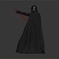 Darth Vader Character In Black Costume With Helmet And Red Lightsaber
