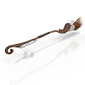 Traditional Wooden Broom with Ergonomic Handle and Decorative Metal Accents for Home Cleaning