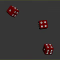 Three Red Dice With White Dots Flying On Black Background For Daily Use