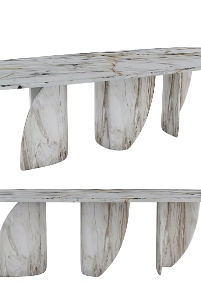 Modern Marble Dining Table With Unique Wave Shaped Legs And Sleek Surface 3d model