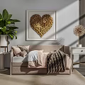 Modern double sofa coffee table combination 3d model