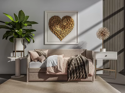 Modern double sofa coffee table combination 3d model