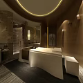 Modern SPA Sauna Interior Design With Wooden Walls Rounded Ceiling And Massage Bed