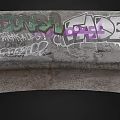 Outdoor Bench with Creative Graffiti Artwork on Concrete Surface for Urban Outdoor Areas