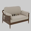 Beige Fabric Leisure Chair With Wooden Frame Rattan Armrests And Color Options