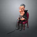 Cartoon Villain Character Sitting On Red Armchair Playing Video Game With Controller