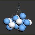 Creative Modern Chandelier Made Of Blue And White Balloons Hanging In Room