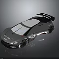 Toyota Sleek Race Car With Rear Spoiler And Silver Reflective Body Design