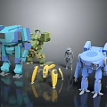 Mechanical Robot Characters With Different Colors And Various Designs Including Spider Like Model 3d model