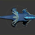 Blue Metallic Dragon Character With Glowing Details For Game Movie 3D Design