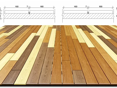 Wooden Flooring Structural Diagram With Dimensions Layout Design And Color Variations 3d model