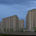 Modern High Rise Residential Buildings With Glass Curtain Walls Balconies And Greenery