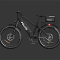 Police Patrol Bike With Black Frame Rear Storage Box And Large Off Road Tires
