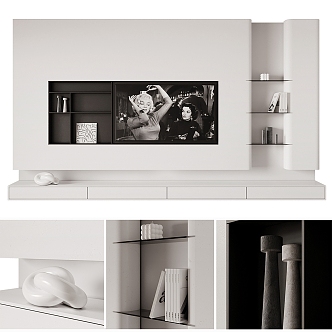 Modern TV background cabinet TV background wall 3d model