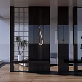 Indoor Garden Decor Accent With Green Plants White Planter In Modern Interior Black Partition Wooden Floor