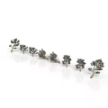 Decorative Small Tree Models Arranged in a Row on White Background