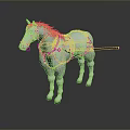 White Horse With Black Harness And Reins Standing On Smooth Surface With Dark Background Reflection