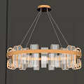 Modern Circular Chandelier With Gold Frame And Transparent Elongated Elements 3d model