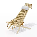 Modern Wooden Slatted Lounge Chair With Gray Cushion And Rope Accents