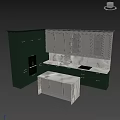 Modern Kitchen Interior Featuring Green Lower Cabinets Light Upper Glass Door Cabinets And Marble Countertop