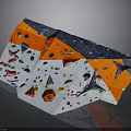 Indoor Climbing Wall Design With Colorful Holds And Geometric Shapes