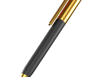 Elegant Black and Gold Pen with Metallic Accents for Smooth Writing Use 3d model