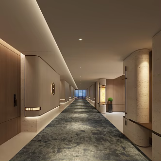 Modern clubhouse aisle hotel aisle clubhouse corridor hotel corridor aisle view 3d model