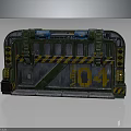 Industrial Metal Gate Structure With Number 04 Green Yellow Stripes Mechanical Details