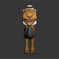 Cartoon Camel Character With Friendly Smile Wearing Traditional Headscarf And Gray Tie