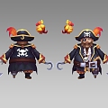 Three-Shading Two-Shading Q Version Pirate Ship Long Bearded Crew Parrot Cartoon Style European and American Style Hand-painted Characters 3d model