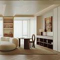 Modern Living Room Interior With Curved Sofa Armchair Coffee Table And Bookshelf