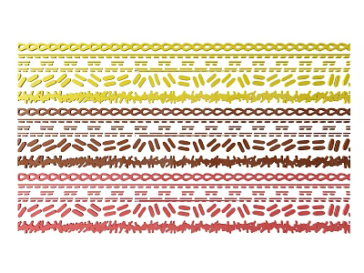 Colorful Carved Patterns In Yellow Brown Red Hues For Decorative Design Applications 3d model