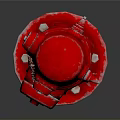 Red Fire Hydrant With Chain Connections And Metallic Base Structure