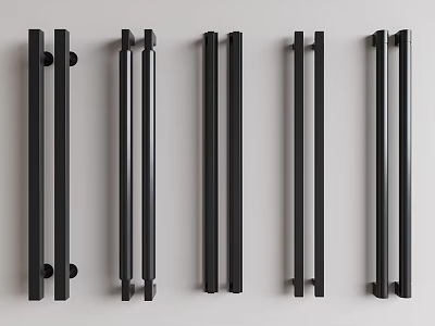 Black Metal Cabinet Handles With Different Modern Designs For Furniture 3d model