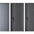 Modern Gray Security Doors With Multiple Panel Designs And Secure Lock Features 3d model