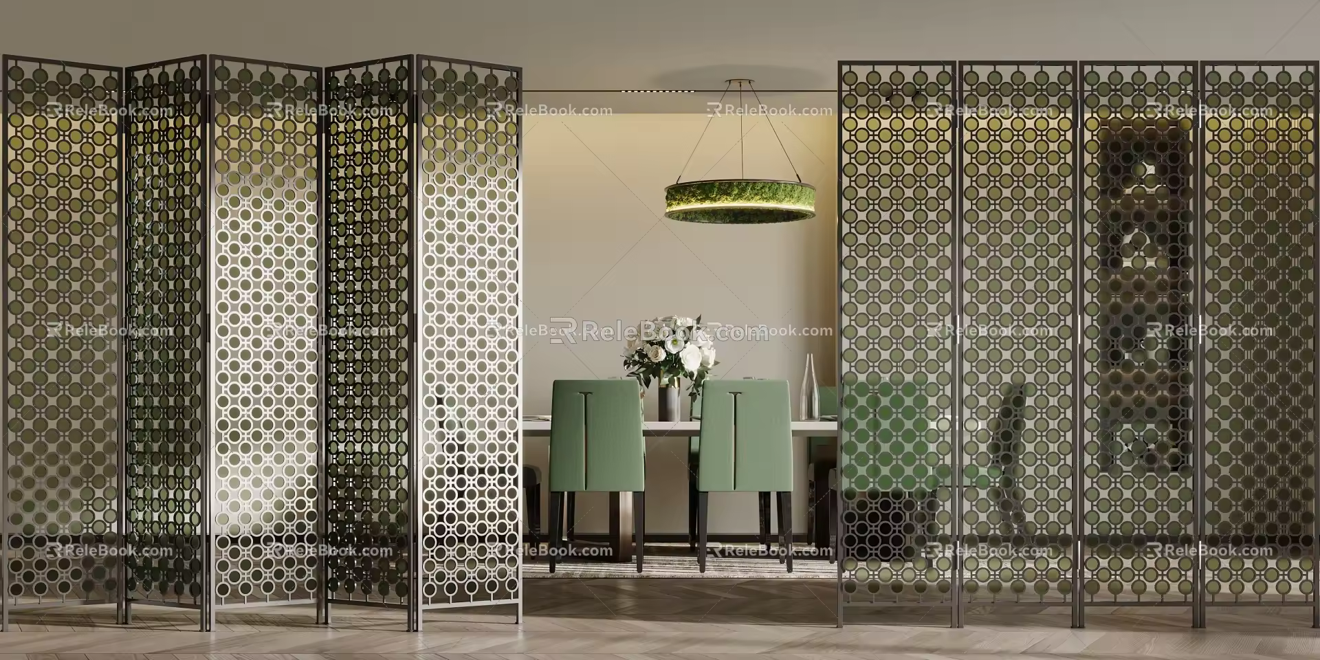 Modern screen partition glass partition 3d model